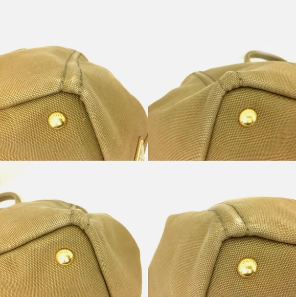 PRADA CANAPA BEIGE CANVAS HAND BAG/W SHOULDER STRAP/2922 - Picture 7 of 13